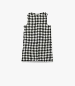 Geruite Mouwloze Jurk met Knoopdetail