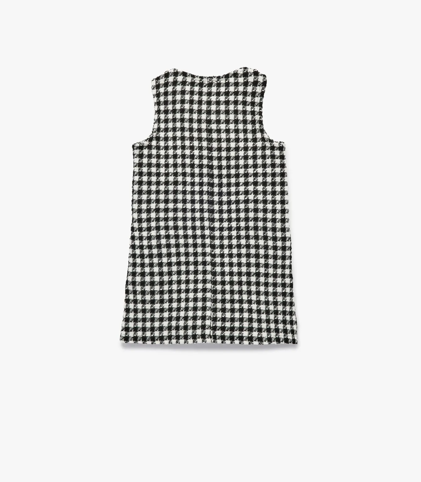 Geruite Mouwloze Jurk met Knoopdetail