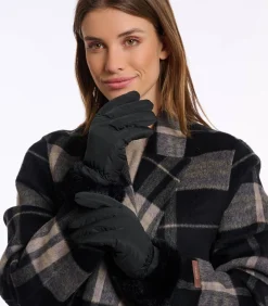 Gevoerde handschoenen met imitatiebont Zwart M