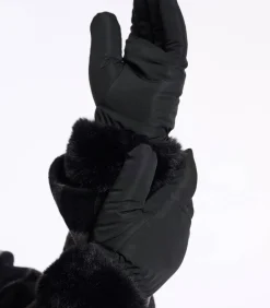 Gevoerde handschoenen met imitatiebont Zwart M