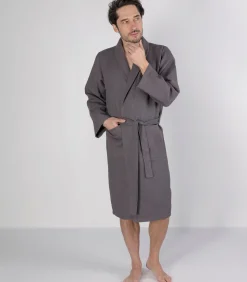 Gewafelde Badjas Donkergrijs