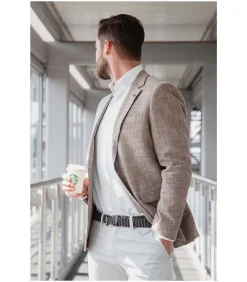 Geweven Riem Navy Taupe