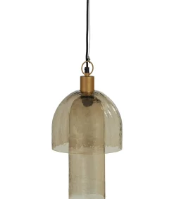 Gigi Hanglamp Dubbele Kap - Gehamerd Glas - Naturel - 31x22x22