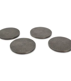 Glasonderzetter 10cm geribbeld zwart Charm - set/4