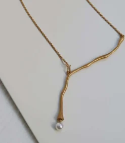Gouden ketting Eclat met witte parel