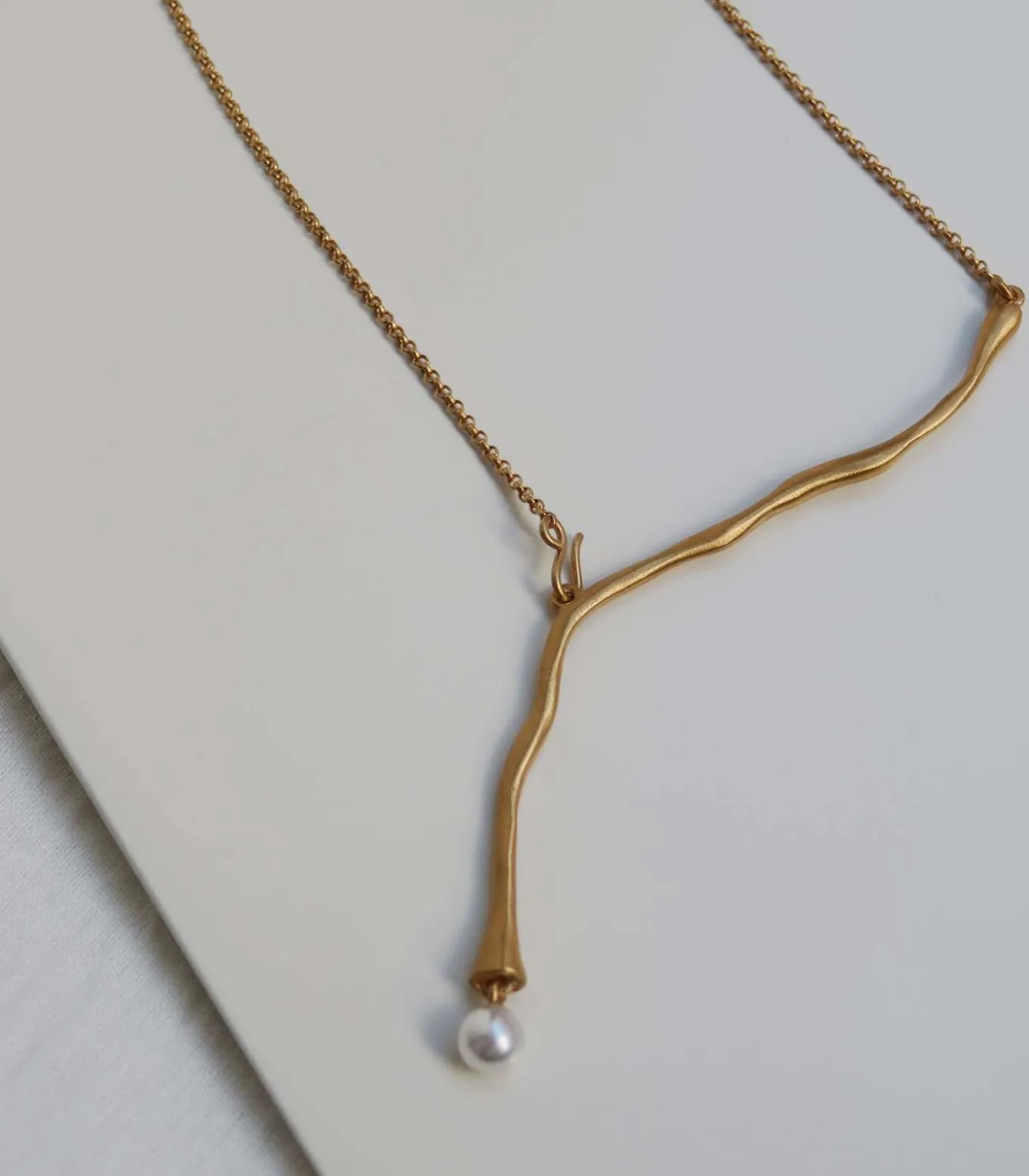 Gouden ketting Eclat met witte parel