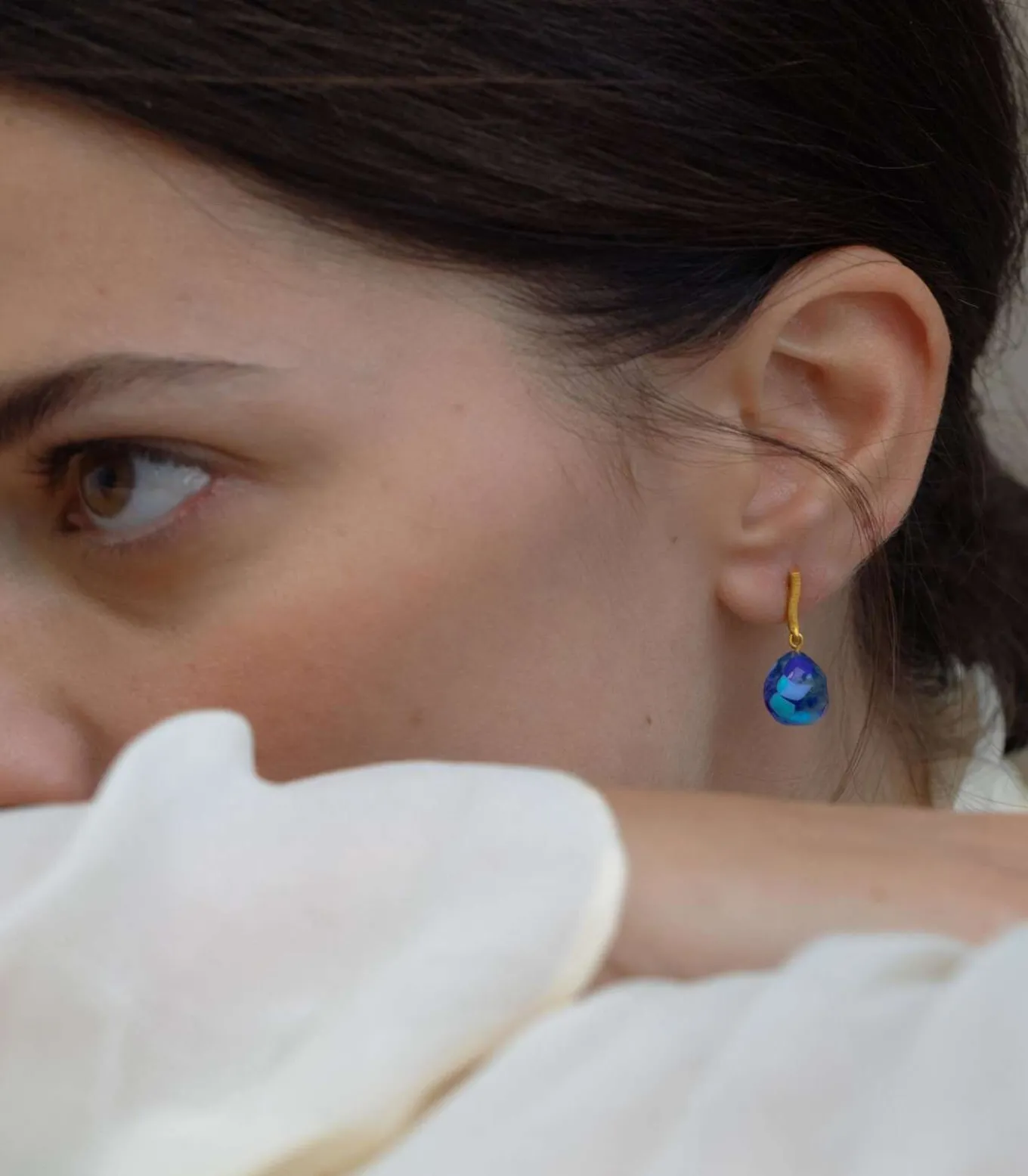 Gouden oorbellen Gaudí Jewelry blauw