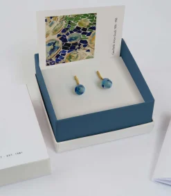 Gouden oorbellen Gaudí Jewelry blauw