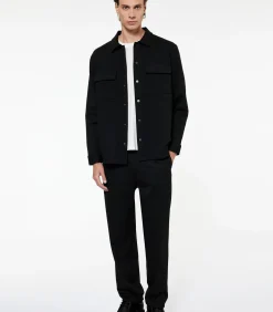 Grijs Heren Shacket Met Zakdetails Lange Mouwen