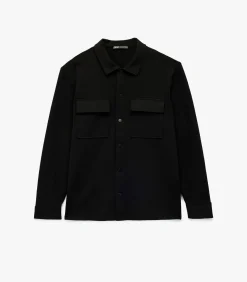 Grijs Heren Shacket Met Zakdetails Lange Mouwen