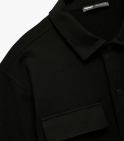 Grijs Heren Shacket Met Zakdetails Lange Mouwen