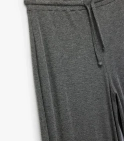 Grijze Lange Wijd Uitlopende Broek met Elastische Taille
