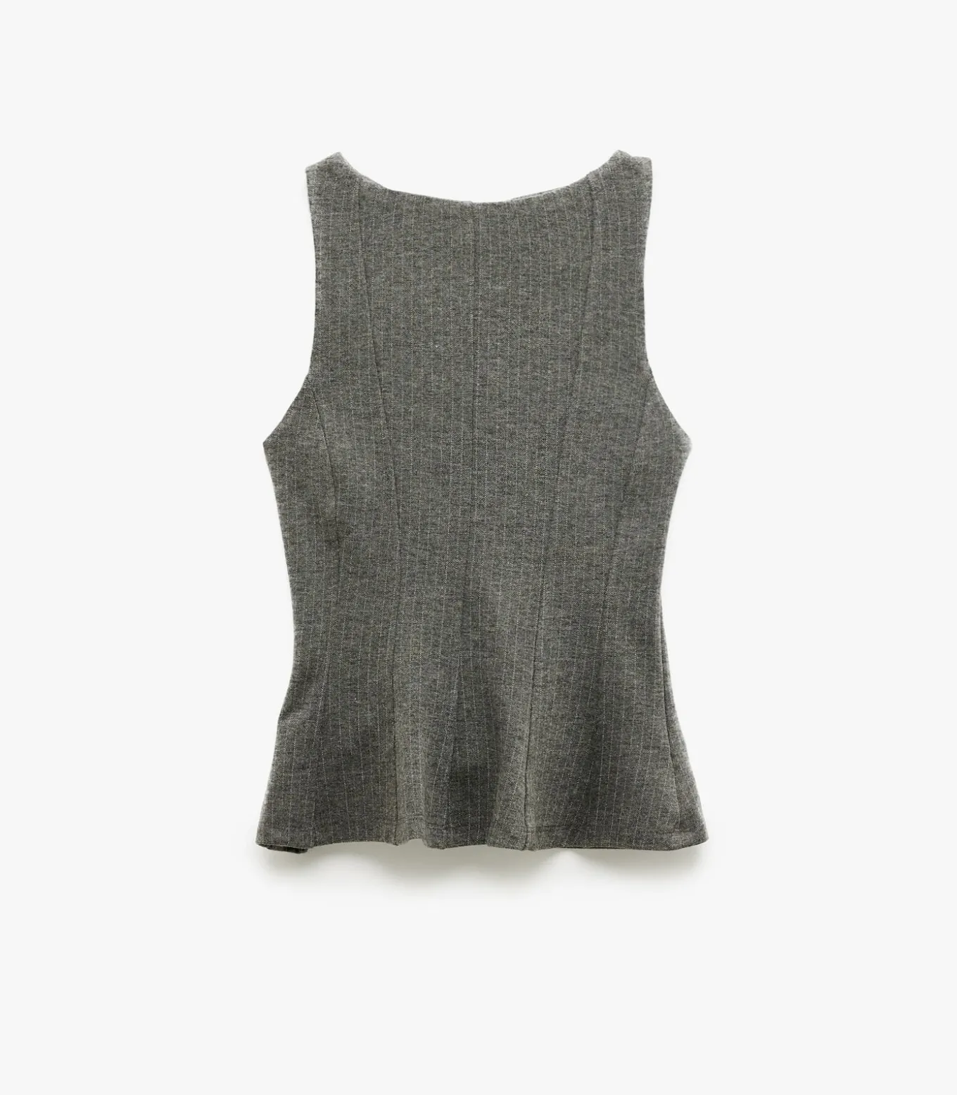 Grijze Mouwloze Peplum Top Slanke Pasvorm