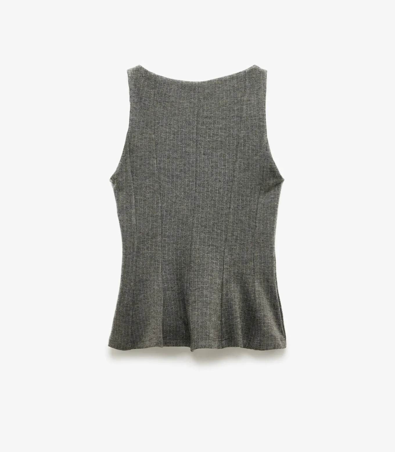 Grijze Mouwloze Peplum Top Slanke Pasvorm