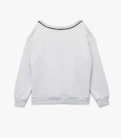 Grijze Oversized Sweatshirt V-hals Lange Mouwen