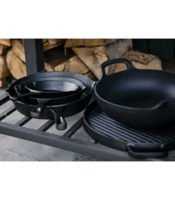 Grillplaat BBQ Gietijzer Zwart ø 30 cm - Zonder anti-aanbaklaag 2-Zijdig