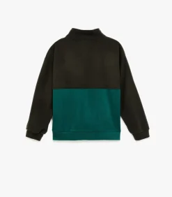 Groen Kindersweatshirt Met Kleurblokken En Hoge Kraag