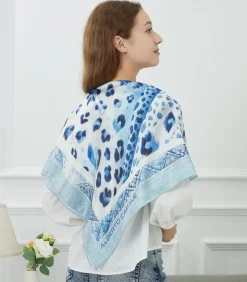 Grote zijden sjaal Blue Panther Zoé