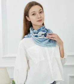 Grote zijden sjaal Blue Panther Zoé