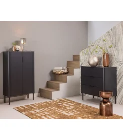 Gunnar Ladekast - Grenen - Matzwart - 93x94x52