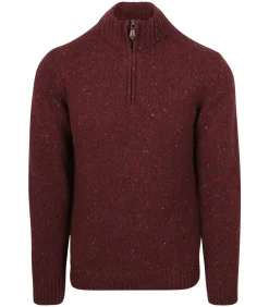 Half Zip Trui Donnegal Tweed Eco Wool Bordeaux