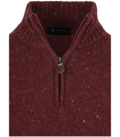 Half Zip Trui Donnegal Tweed Eco Wool Bordeaux