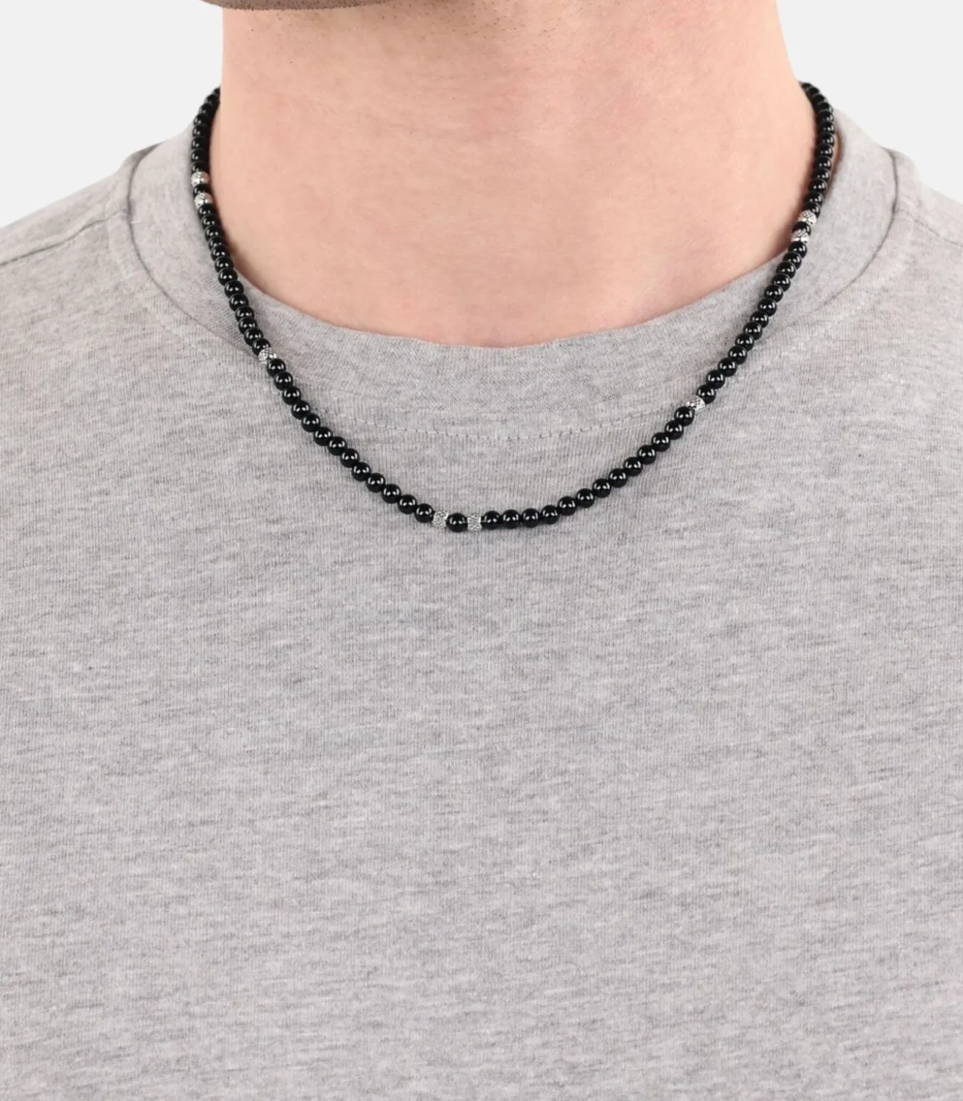 Halsketting voor mannen, roestvrij staal, agaat