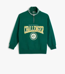 Halve ritssluiting geborduurd Sweatshirt