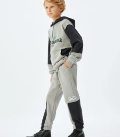 Halve ritssluiting met capuchon Met gebruik van twee verschillende stoffen Sweatshirt