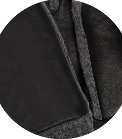 Handschoenen in lamsleer/mesh voor dames Zwart