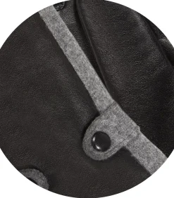 Handschoenen lamsleer/wol voor dames Zwart