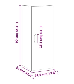 Hangkast 34,5x34x90 cm gerookt eikenkleurig
