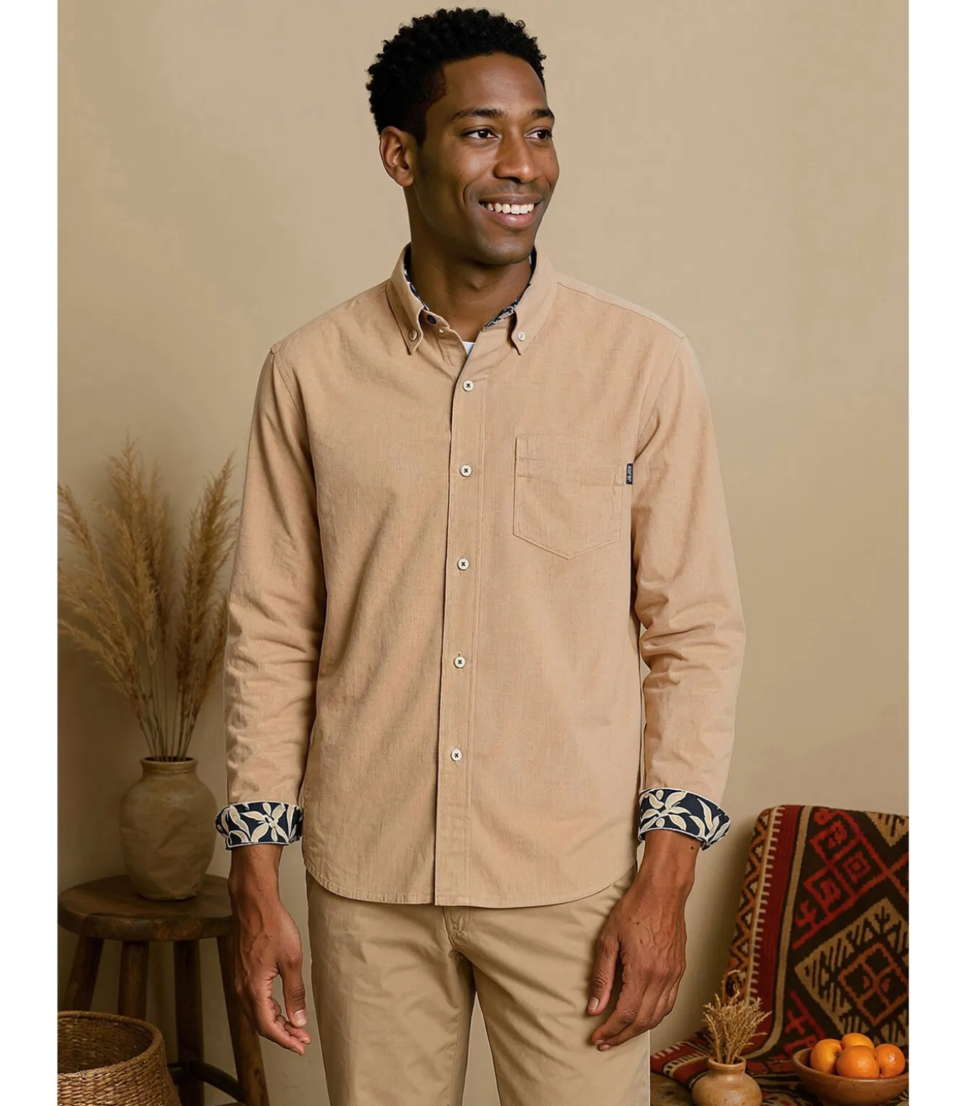 Heren grijs denim overhemd met zak