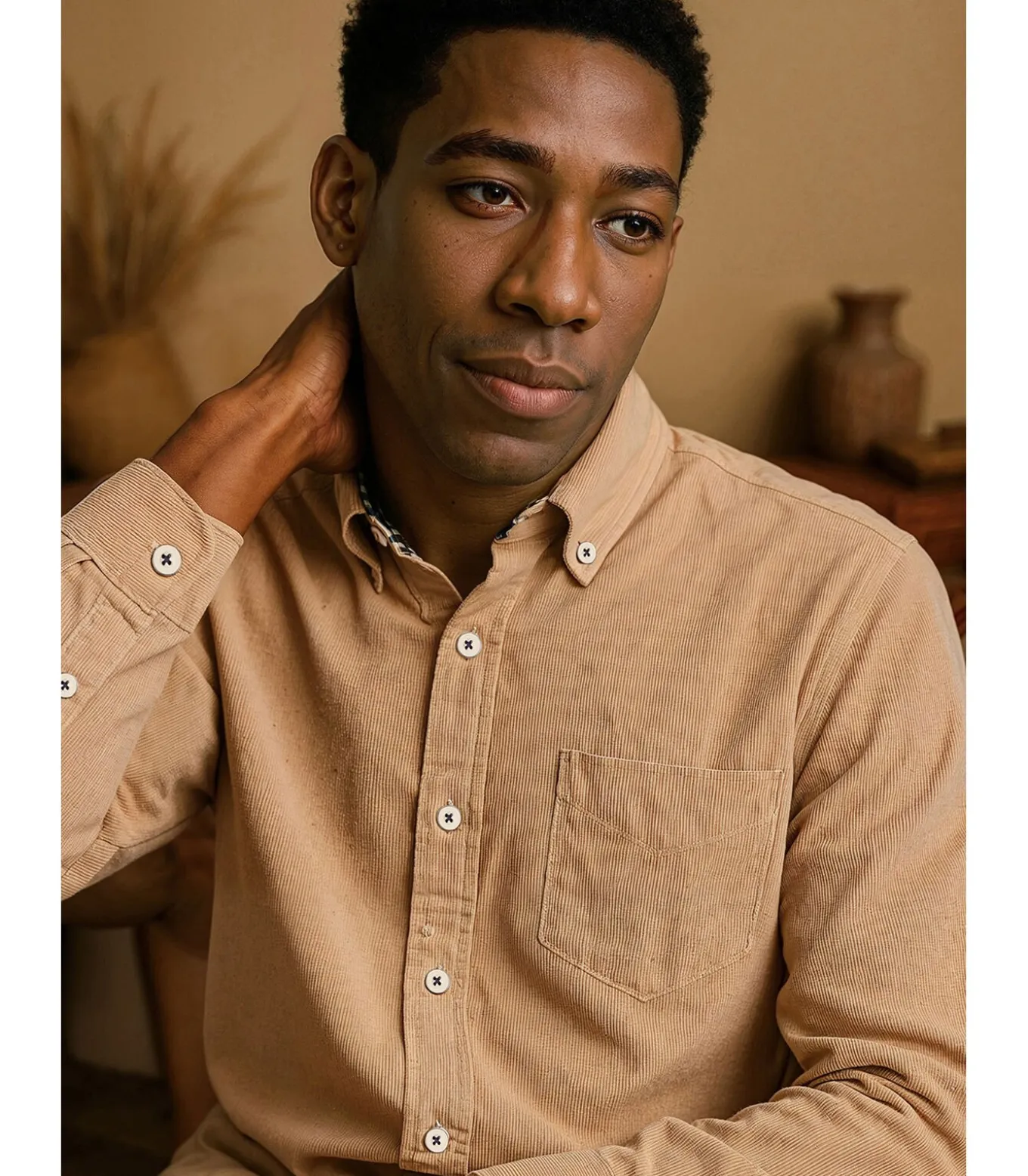 Heren grijs denim overhemd met zak