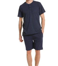 Heren shortama - Blue stripes - NOS - Katoenen zomer pyjama