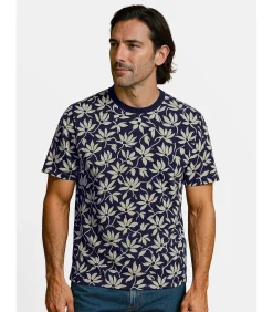 Herenblauw t-shirt met bloemenprint