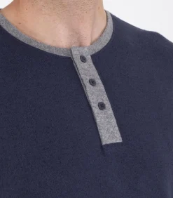 Heren-T-shirt met lange mouwen Navy