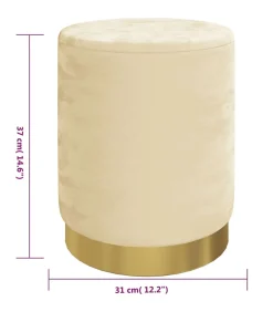 Hocker met opbergruimte rond fluweel 31 x 37 cm abrikooskleurig