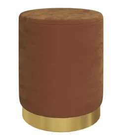 Hocker met opbergruimte rond fluweel 31 x 37 cm bruin