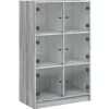 Hoge kast met deuren 68x37x109 cm bewerkt hout grijs sonoma