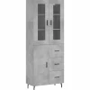 Hoge kast 69,5x34x180 cm bewerkt hout betongrijs