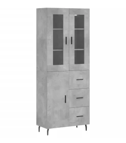 Hoge kast 69,5x34x180 cm bewerkt hout betongrijs