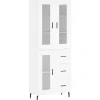 Hoge kast 69,5x34x180 cm bewerkt hout wit