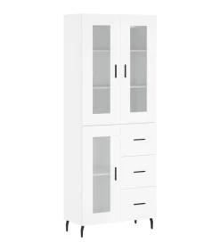 Hoge kast 69,5x34x180 cm bewerkt hout wit