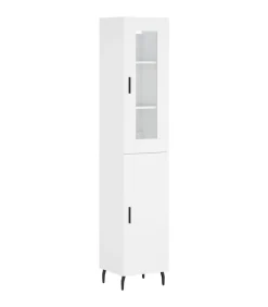 Hoge kast 34,5x34x180 cm bewerkt hout wit