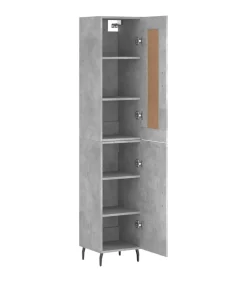 Hoge kast 34,5x34x180 cm bewerkt hout betongrijs