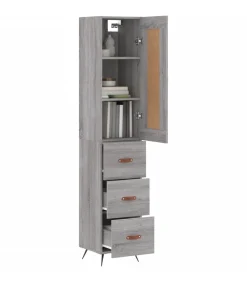 Hoge kast 34,5x34x180 cm bewerkt hout grijs sonoma eikenkleurig