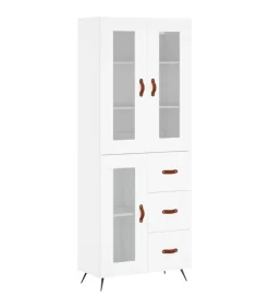 Hoge kast 69,5x34x180 cm bewerkt hout wit