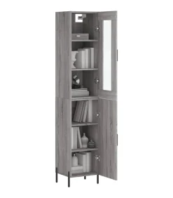 Hoge kast 34,5x34x180 cm bewerkt hout grijs sonoma eikenkleurig