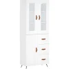 Hoge kast 69,5x34x180 cm bewerkt hout wit